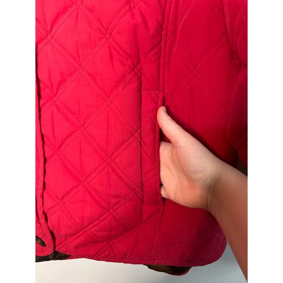1990s LL Bean Red Paisley Quilted Barn Equestrian Old Money Chore Coat Jacket XL - Picture 4 of 10